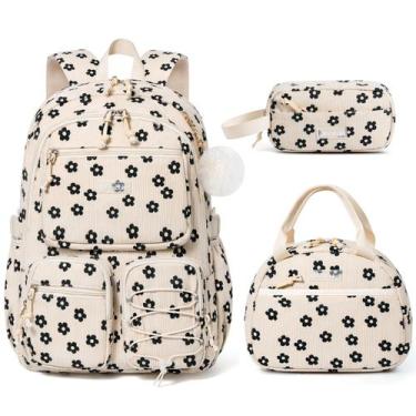 Imagem de Mochila escolar Fimibuke, 3 peças de veludo cotelê infantil com lanche