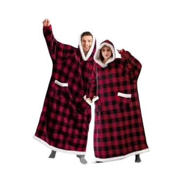 Imagem de Manta De Flanela Super Longa De 180cm Com Capuz Para Mulheres E Homens