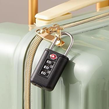 Imagem de Fechadura de bagagem aprovada – Mini cadeado de viagem combinado com chave, seguro para bolsas, malas e viagens, Preto, Fechaduras de bagagem