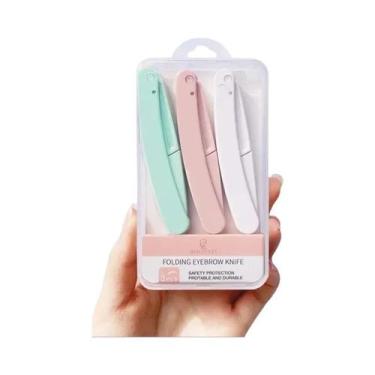 Imagem de Aparelho De Barbear Facial Dobrável Seguro Para Mulheres, 3 Peças, Cor