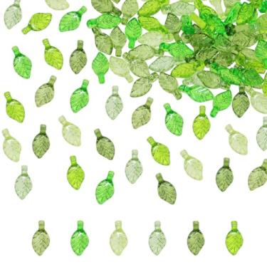 Imagem de Shapenty 6 cores transparentes verde acrílico folha deixe contas para pulseira brincos pingente fabricação de joias flores trabalhadas plantas frutas encantos inspirados DIY artesanato decoração de