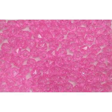 Imagem de Miçanga Cristal Acrílico 8mm Cubo Quadrado 500g Transparente para Artesanato e Bijuteria (Rosa Chiclete 064)