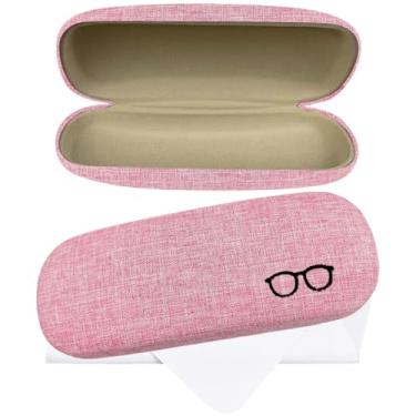 Imagem de CREATCABIN Estojo rígido para óculos de sol para mulheres, homens, óculos de sol, grande, portátil, bolsa de armazenamento protetora com pano de limpeza macio presente escritório rosa 16 x 6,3 x 3,8