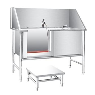 Imagem de banheira profissional de aço inoxidável, banheira cabeleireiro canina, banheira de aço inoxidável para animais de estimação, estação de banho para cães, banheira para cães, com chuveiro Pet Bath Tub