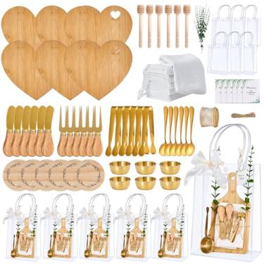 Imagem de Prêmios de chá de bebê para vencedores de jogos tábua de queijo em forma de coração conjunto de utensílios de aço inoxidável com cartão de agradecimento sacos de presente para chá de bebê casamento