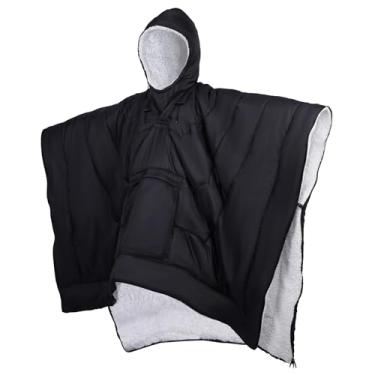 Imagem de REDCAMP Cobertor de poncho de acampamento vestível, cobertor térmico impermeável 4 em 1 à prova de vento com bolso canguru e bolsa de transporte, poncho isolado portátil leve para estádio de caminhada