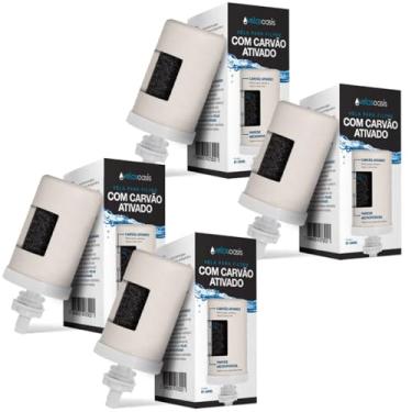 Imagem de Kit com 4 Velas Oasis com Carvão Ativado | Filtro de Barro e Purificador por Gravidade | Água Alcalina, Pura e Saudável | Filtra Impurezas, Reduz Cloro e Odor | Alta Eficiência e Compatibilidade