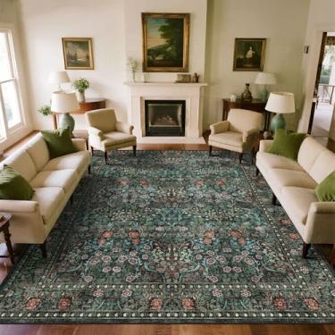 Imagem de Othilic Tapete quadrado preto verde 22 x 23 cm - Tapete macio lavável boho floral para sala de estar, antiderrapante, resistente a manchas, escuro, vintage, fazenda, tapetes quadrados, para quarto