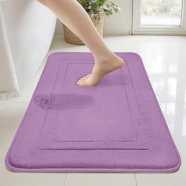 Imagem de Cupic Cupid Tapetes de banho de espuma viscoelástica super macios para banheiro, chuveiro e banheira, tapetes de banheiro roxos antiderrapantes, tapetes de banho absorventes de água, tapete de banho