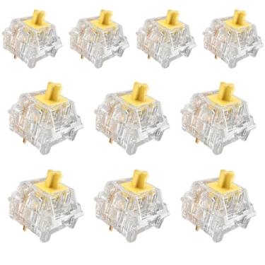 Imagem de Fejwlvs ZhouWang Interruptor amarelo cristal 3 pinos 50gf pré-lubrificado, interruptor linear à prova de poeira, adequado para RGB, teclados mecânicos para jogos, teclado mecânico MX (72 peças)