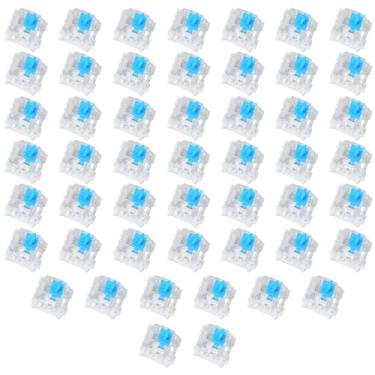 Imagem de 50 interruptores de teclado mecânicos azuis, interruptores de teclado pré-lubrificados de 3 pinos, acessórios de teclado à prova de poeira e à prova d'água para teclados mecânicos de jogos