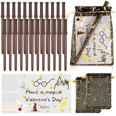 Imagem de Gosodeny 24 Set Valentine's Day Wizard Party Favors Wand Pencils & Wizard Glasses Gift Set, Classroom Exchange Cards, School Rewards, Wizard Goodie Bag Fillers, Valentines Exchange Gift