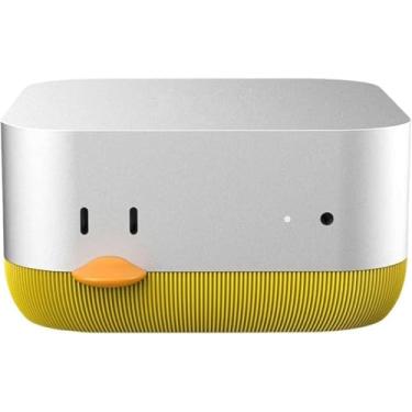 Imagem de Base para Mac mini M4 Suporte de dissipação de calor Dock com lindo botão de desenho animado para Mac mini Desktop Mount Dock Easy Power Button Access Acessórios amarelo