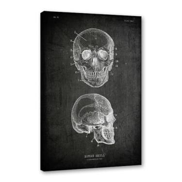 Imagem de Arte vintage de anatomia humana – pintura em tela de educação médica esqueleto humano gaiola cérebro coração anatomia pôster para decoração de casa de clínica hospitalar (SKU13,20.3x30.5 cm = (20x30