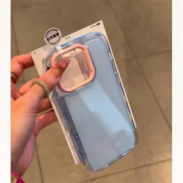 Imagem de HJZSZX Capa de luxo à prova de choque para iPhone 15 Plus, cor Soft Hit, com proteção contra impactos, estética (para iPhone 15 Plus/azul-rosa)