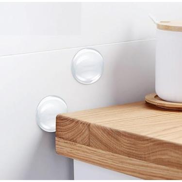 Imagem de Pacote com 6 batentes de porta para parede, protetor de maçaneta de porta de 5 cm, para-choques autoadesivos para superfície de parede, tampa de maçaneta absorvente de choque, transparente