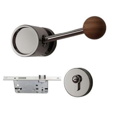 Imagem de Maçaneta de porta com interior de fechadura, silenciosa resistente sem chave, maçaneta com fechadura para quarto - para banheiro, quarto, esquerda, sala direita, casa, entrada interna, garagem