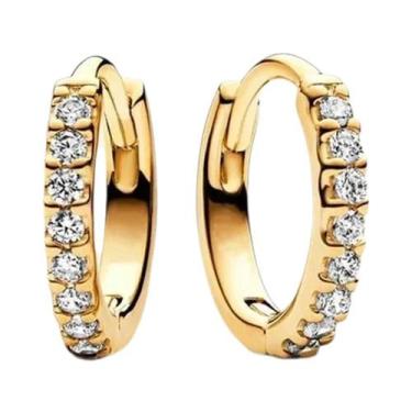 Imagem de Brincos De Argola De Coração Com Pérola Lunar E Cristal Em Prata Ester