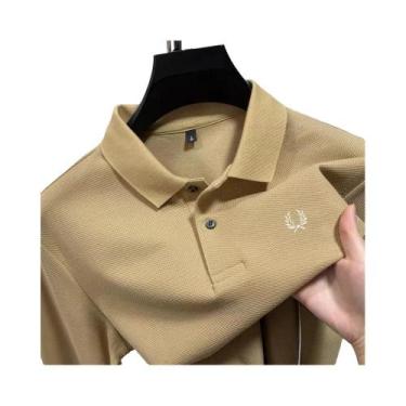 Imagem de Camisa Polo De Algodão Luxuosa Masculina De Manga Longa Moda De Outono