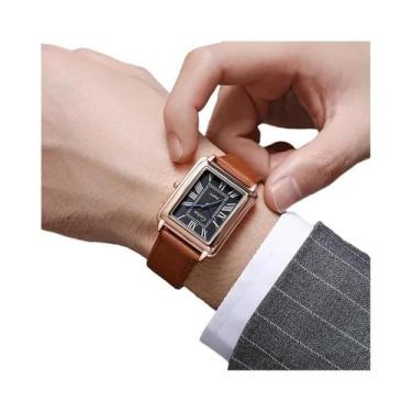 Imagem de Relógio de pulso de quartzo masculino da moda com pulseira de couro - 