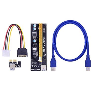 Imagem de KAVJU Extensor de cartão Riser 100 peças VER006S PCI-E 1X a 16X 60 cm Cabo USB 3.0/SATA para cabo de alimentação de 4 pinos para placa gráfica de vídeo (1M)