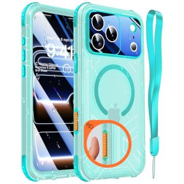 Imagem de Haireca Capa magnética à prova d'água para iPhone 17 Pro, controle de câmera integrado [protetor de tela] [cordão], apto para capa de telefone IP68 robusta militar resistente da Magsafe, 6,3 polegadas