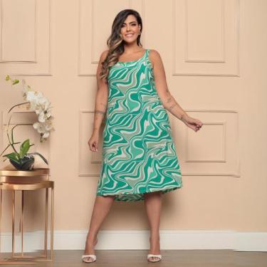 Imagem de Vestido Estampado Plus Size De Alcinha Liganete Premium Estampa Sortid