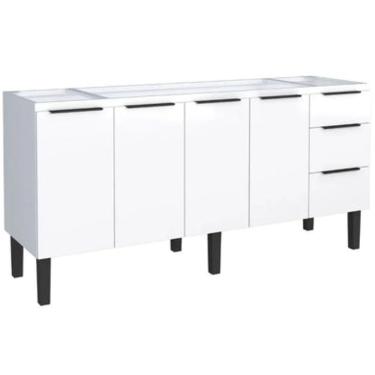 Imagem de Gabinete De Cozinha Juno Branco Em Aço Com 4 Gavetas Para Pias De 1,80 Metros - P87622 - Cozimax