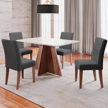 Imagem de Mesa De Jantar Dublin Com 4 Cadeiras Dobuê Cedro/branco Off/grafite