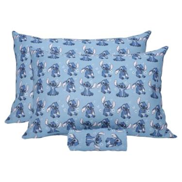 Imagem de Jogo de Lençol Portallar Disney Stitch 70% Algodão Casal Stitch Blue Jeans