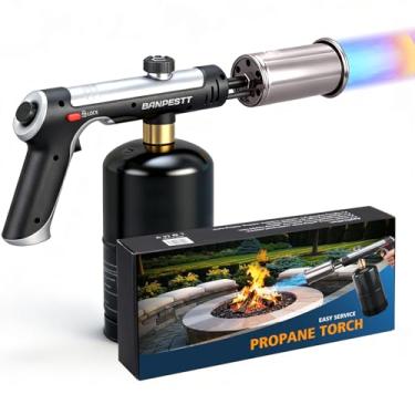 Imagem de Queimador de ervas daninhas com pistola de calor e trava de segurança - Ferramenta portátil de cozinha ao ar livre para churrasqueira, acampamento e acessórios de cozinha (recipiente de gás não