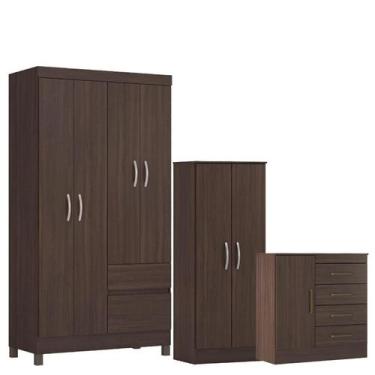 Imagem de Guarda Roupa Solteiro Lótus com Multiuso Viena com Cômoda Montevidéu C