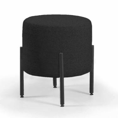 Imagem de Pufe Estilo Industrial Redondo Liverpool - Due Decor, Linho Prime Pret
