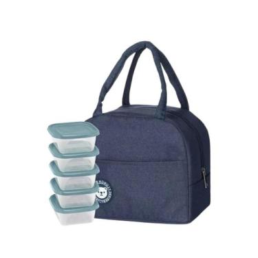 Imagem de Kit Bolsa Marmita Térmica com 5 Potes Herméticos Pequenos - Mormino, A