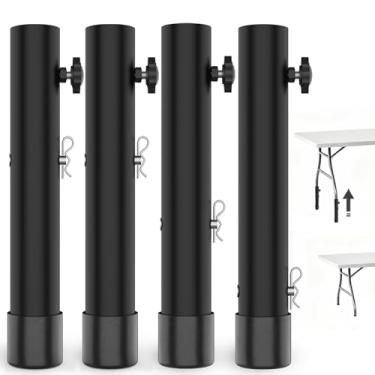 Imagem de YUEYIN Extensores de perna de mesa para mesas dobráveis, elevadores de mesa de metal ajustáveis de 3 níveis de altura (5 cm/10 cm/15 cm) para pernas retas/dobradas, alívio de dor nas costas e melhoria