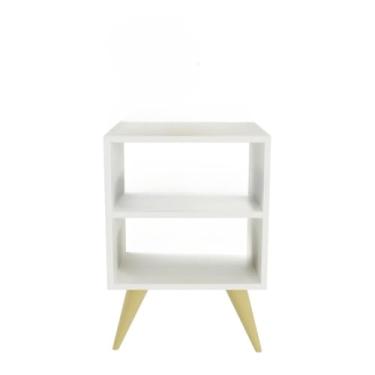 Imagem de Mesa de Cabeceira Retro para Quarto Casal ou Solteiro Nicho Decoração Palma mesa de cabeceira，criado mudo，criador mundo pra quarto， cabeceira quarto(Branco)