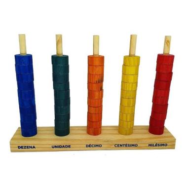 Imagem de Brinquedo Educativo Ábaco Aberto em Madeira Aprendendo Matemática - So