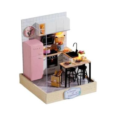 Imagem de Kit De Montagem De Mini Casa De Bonecas De Madeira DIY, Quebra-Cabeça 