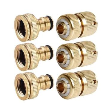Imagem de Conectores De Mangueira De Jardim Em Latão 1/2 3/4, Adaptadores De Con