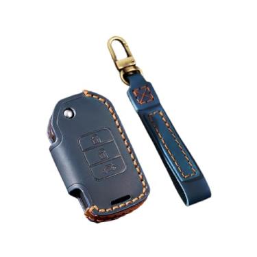 Imagem de Capa de couro para chave de carro, porta-chaves, compatível com Honda Accord 9 Crider City Vezel Spirior Odyssey Civic Jazz HRV CRV Fit Freed(Blue)