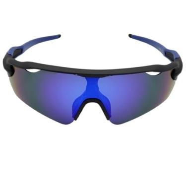 Imagem de Óculos De Sol Esportivo Ciclismo Proteção Kit Polarizado Original Baixa Pace Pedal Bike Beach Tennis Ftv Corrida UV400 Unissex - Modelo Race - Cacife Brand (Preto Azul Espelhado)