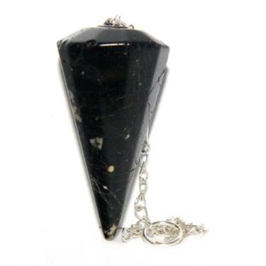 Imagem de Pendulo Facetado Turmalina Preta Sextavado Radiestesia - CristaisdeCur