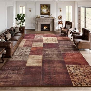 Imagem de DweIke Tapetes geométricos modernos de 15 x 23 cm, tapete lavável perfeito para sala de estar, quarto, quarto de crianças, berçário, resistente a manchas e tapete antiderrapante para cozinha, sala de