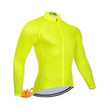 Imagem de Camisa Térmica De Ciclismo Masculina Vermelha De Inverno Com Manga Lon