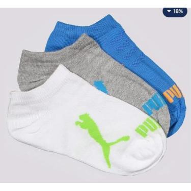 Imagem de Kit 3 Pares Meias Sapatilha Infantil Selene, Cinza, Branco, Azul, 29/3