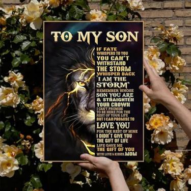 Imagem de 1 peça de arte em tela To My Son Design inspirador de leão com visual emoldurado para decoração de parede de casa, quarto, escritório, cafeteria. (Observação: excluindo moldura fotográfica), 30 x 45