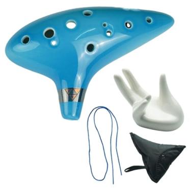 Imagem de YIJU Ocarina de cerâmica com 12 furos, instrumento musical de com som otimizado para crianças e iniciantes, Azul Claro