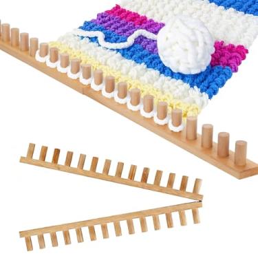 Imagem de Sienson Tear de tricô grosso de 152 cm para fabricação de cobertores – moldura de madeira dobrável, kit de tricô portátil DIY para iniciantes, cobertor reutilizável para artesanato e presentes de fios