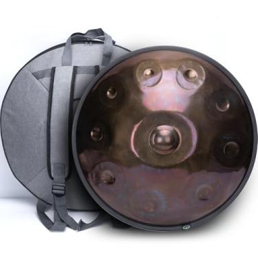 Imagem de SINGOFIRE" Novo tambor de mão avançado atualizado, painel de mão de aço brasa, 10 notas com bolsa, curdo menor, 22 polegadas 440Hz D menor, suporte de bateria telescópica, ouro iridescente