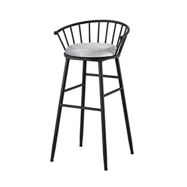 Imagem de KEG801302 Banqueta alta moderna multiuso, simples, cadeira de ferro, retrô, estilo industrial, leve, luxuosa, banco de bar com encosto moderno